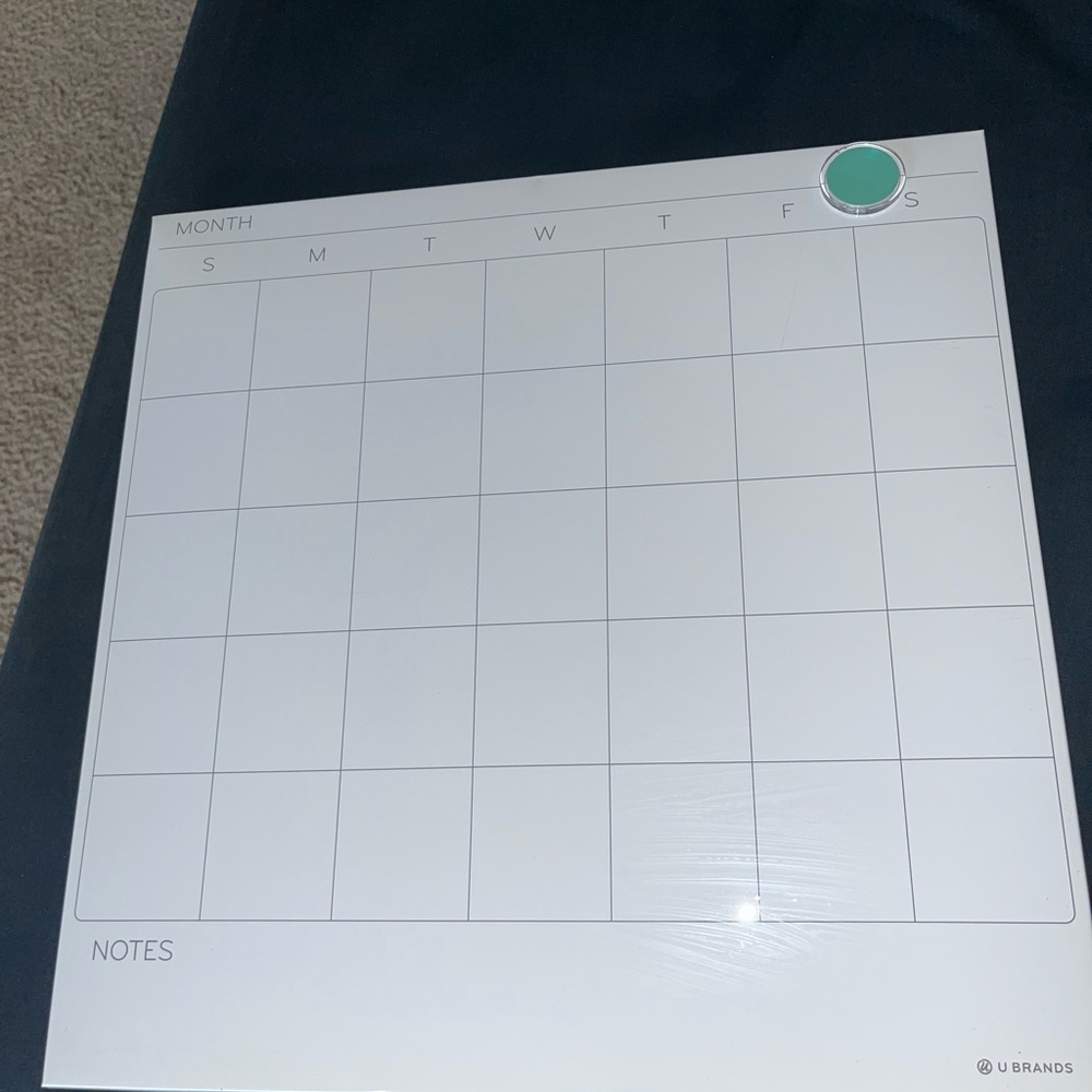White Monthly Dry Erase Calendar